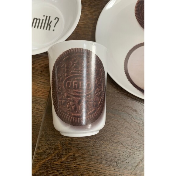 Vintage Oreo Cookie "Got Milk" Dinner Plate Cup Bowl 3 PC Set NEW Kids Plastic - Picture 6 of 9